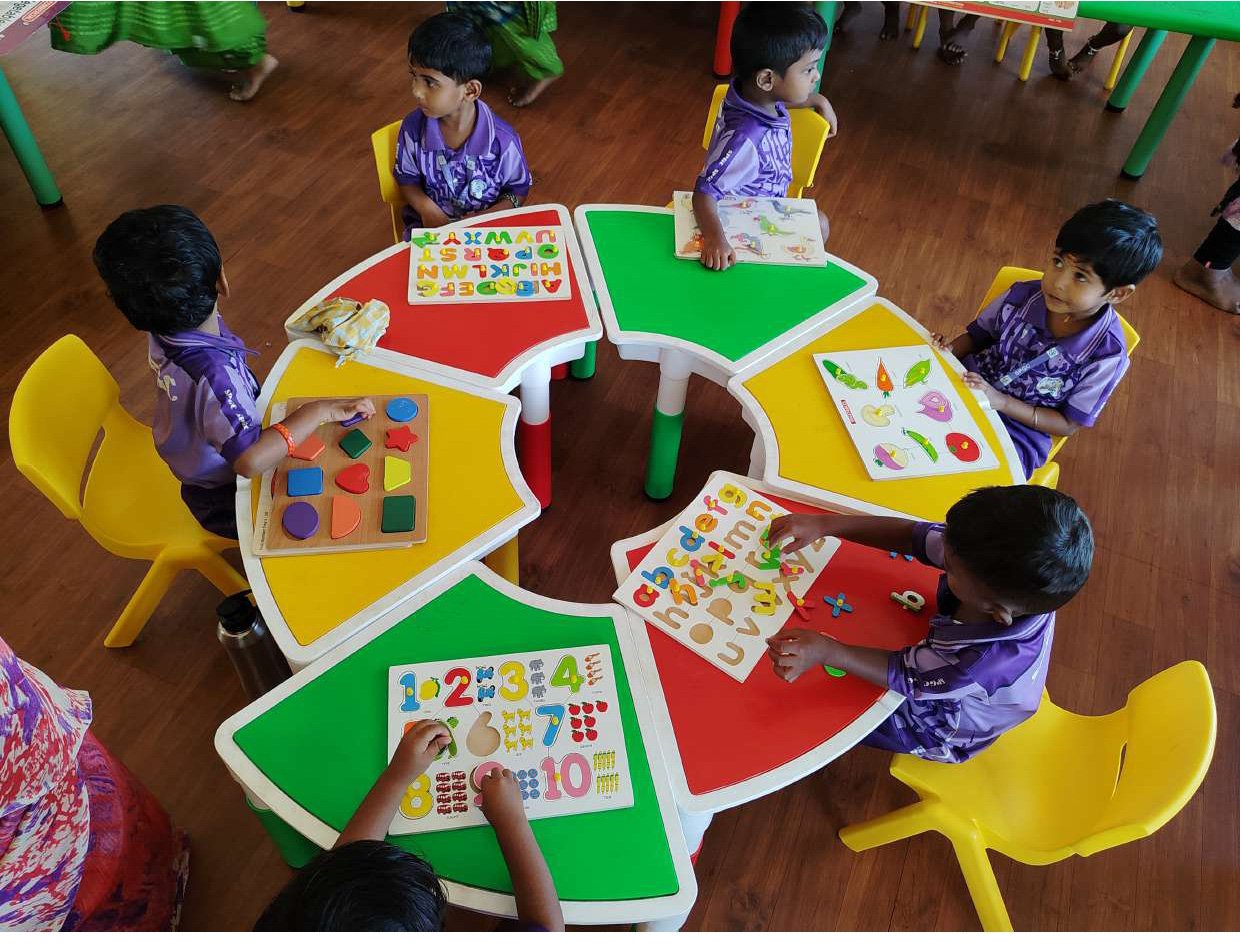 Students engaged in hands-on classroom learning activities